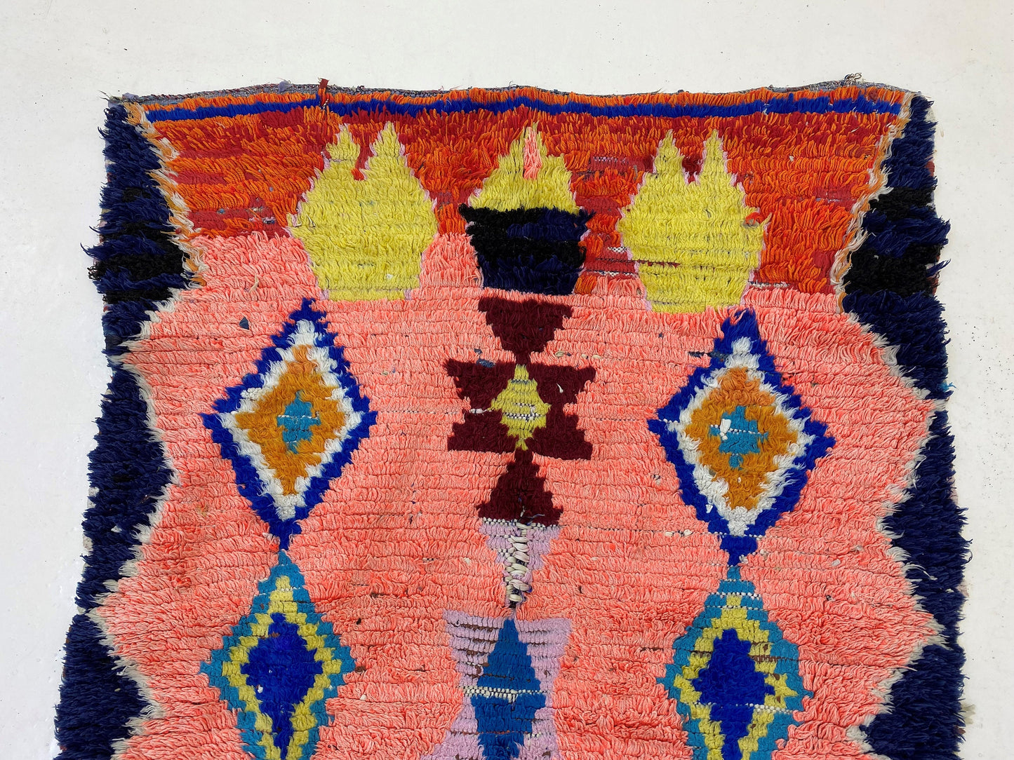 3x7 Moroccan Rug Runner, Vintage Decor Rug - Berber Diamond Rug.