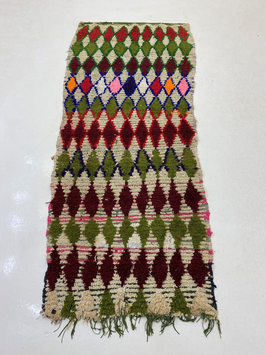 Tapis de couloir berbère marocain 3x7, tapis de décoration d'intérieur vintage unique.