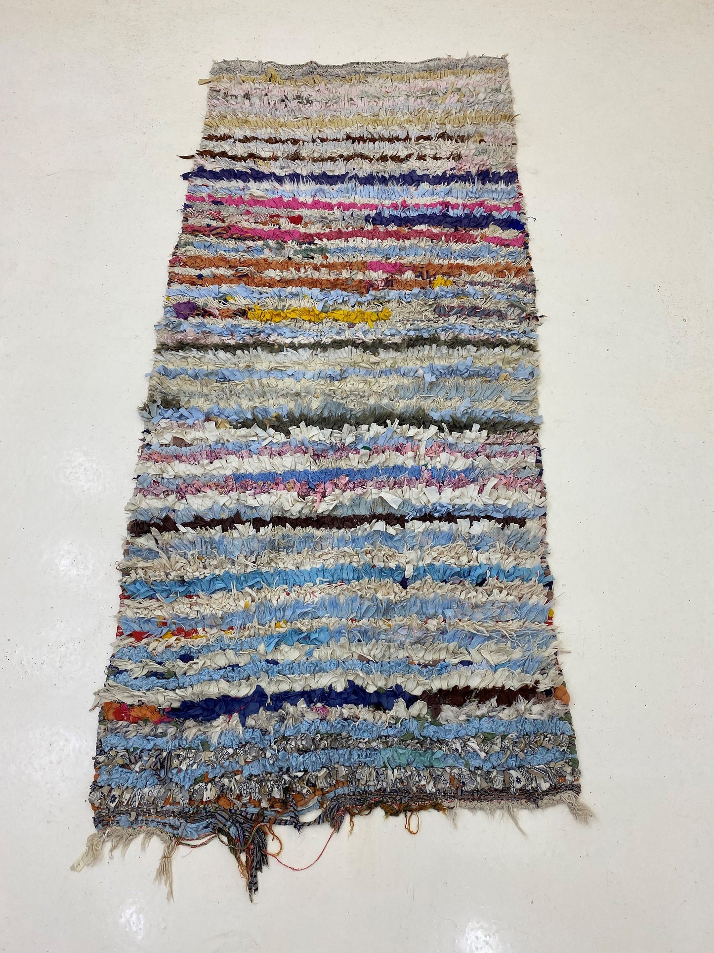 Boucherouite Moroccan Rug Runner, Entryway vintage 3x7 Runner Rug.