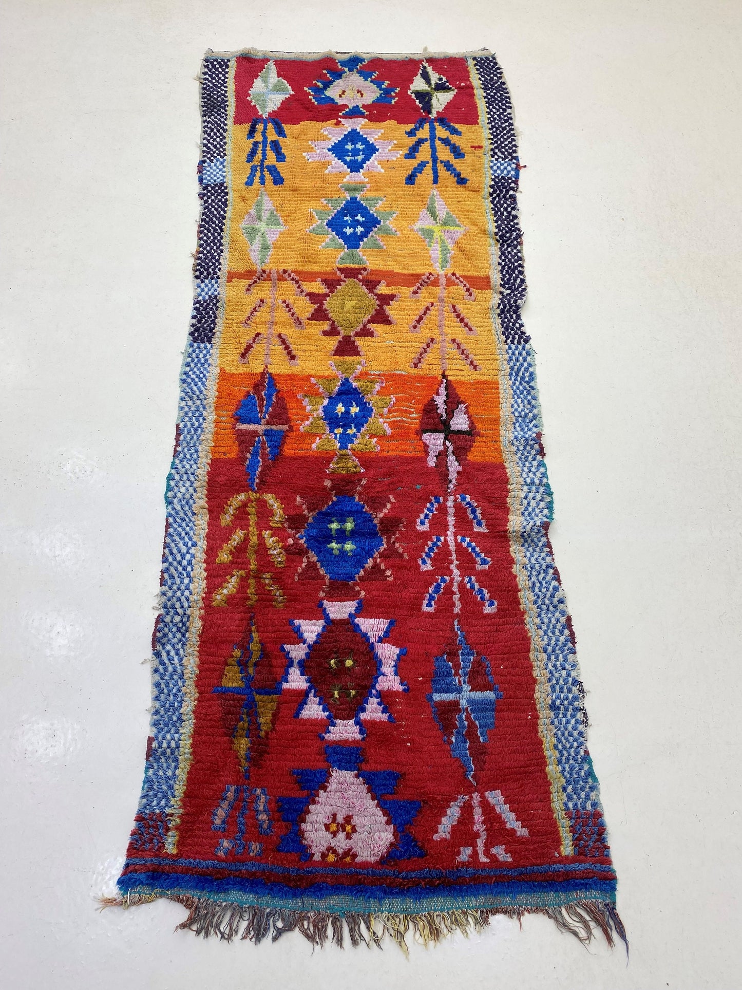 Berber Multicolor 3x8 Runner Rug, Bohemian Moroccan Rug Runner.