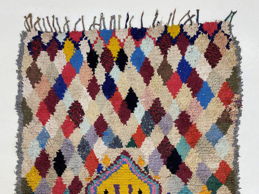 Small Moroccan Rug, 5x3 Diamond Vintage Area Rug.