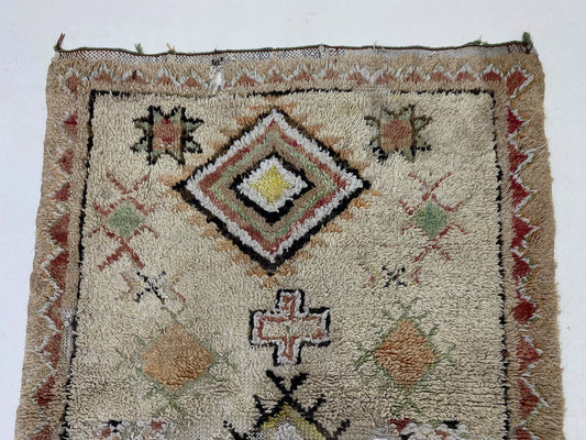 Tapis marocain 4x6, tapis vintage à losanges, décoration d'intérieur berbère.