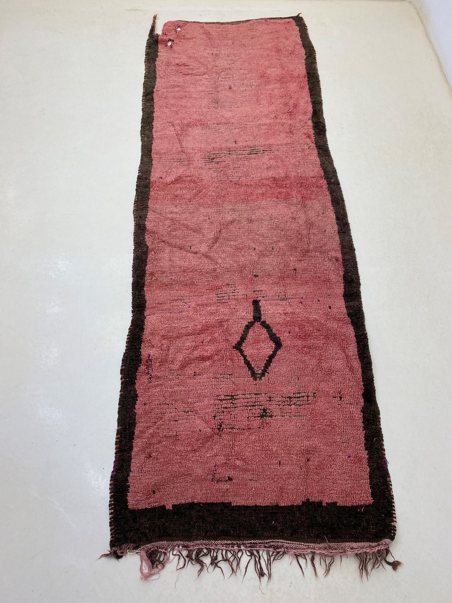 Narrow Moroccan 4x10 Runner Rug, Vintage Rose Rug Runner.
