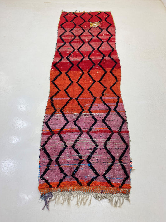 3x9 Vintage Berber Moroccan Runner Rug.