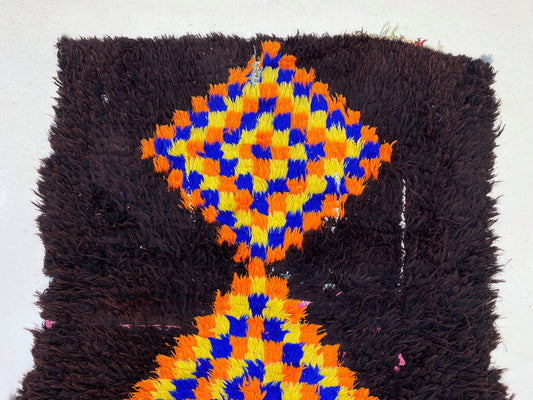 Tapis marocain à losanges 3x12, tapis berbère tissé étroit.