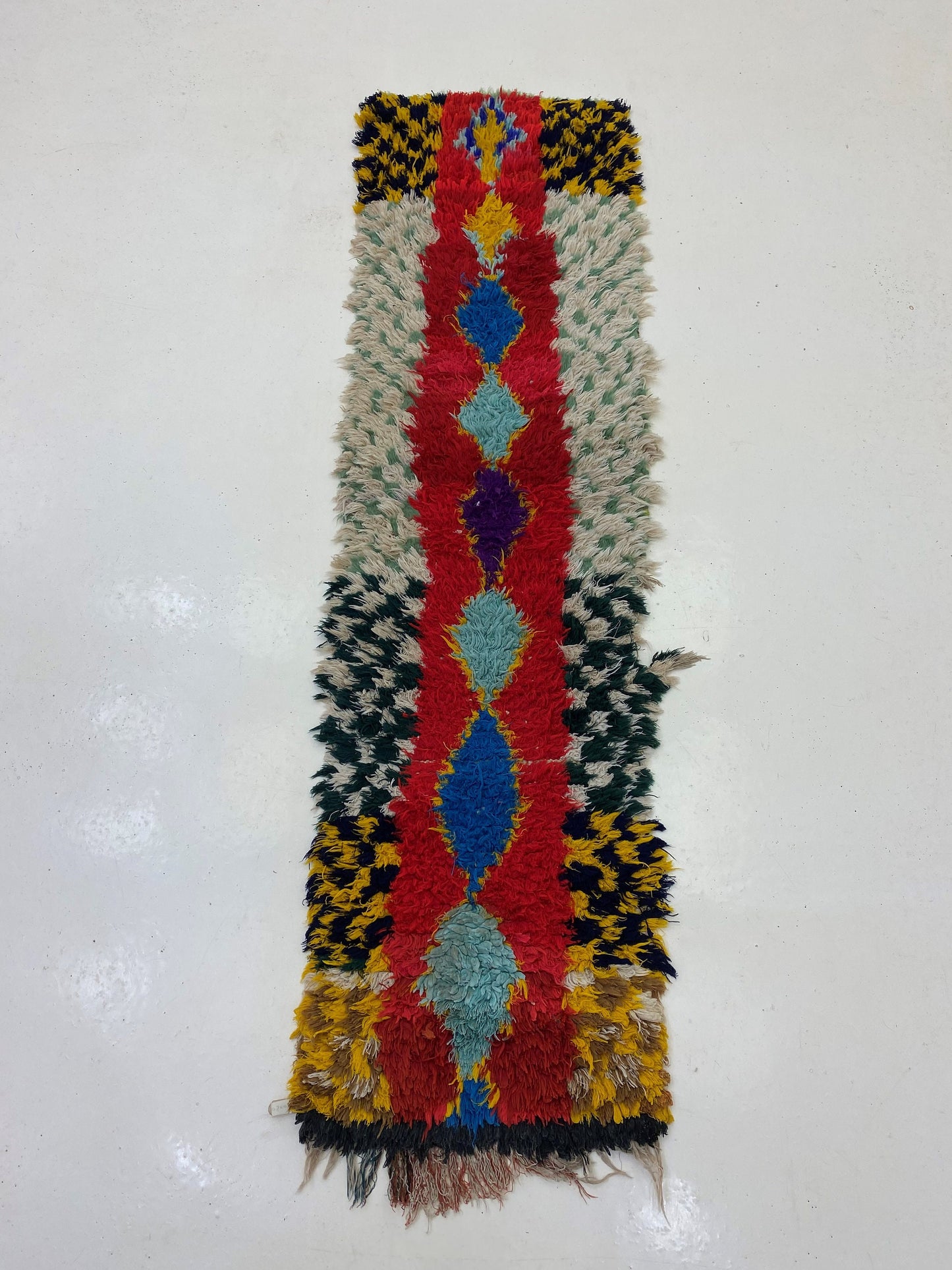 Small Moroccan 2x6 Runner, Colorful diamond Rug Runner.