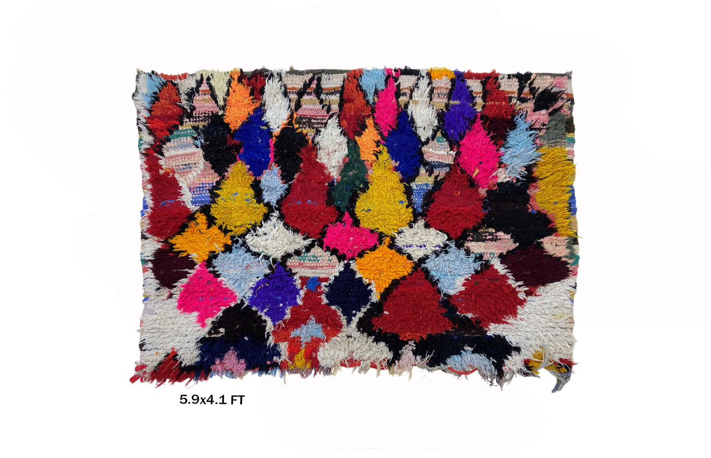Diamond 6x4 Moroccan Rug, Vintage Colorful Area Rug, Berber Home Decor.