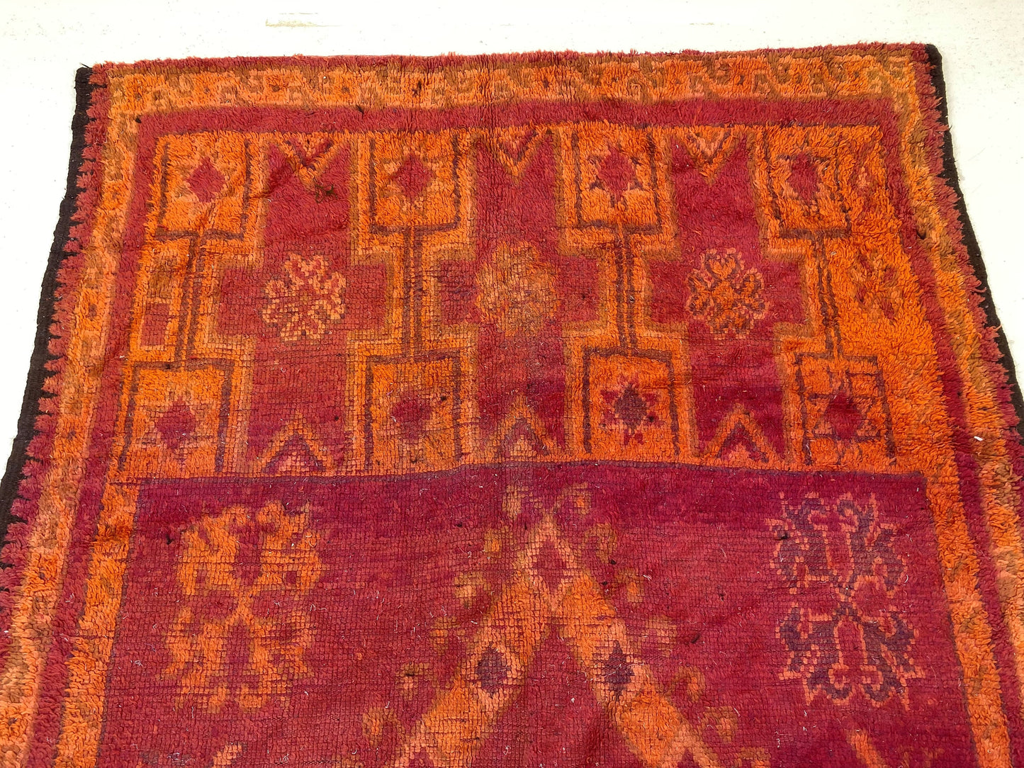 Vintage Moroccan Area Rug, 4x14 Diamond Pattern Rug, Berber Wool Home Decor .