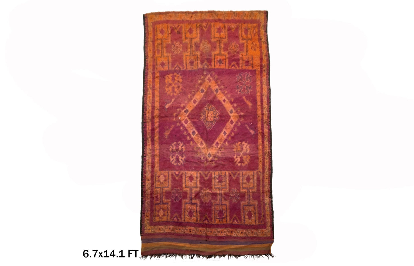 Vintage Moroccan Area Rug, 4x14 Diamond Pattern Rug, Berber Wool Home Decor .