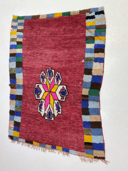 5x6 Moroccan Area Rug , Wool Colorful Vintage Room Decor.