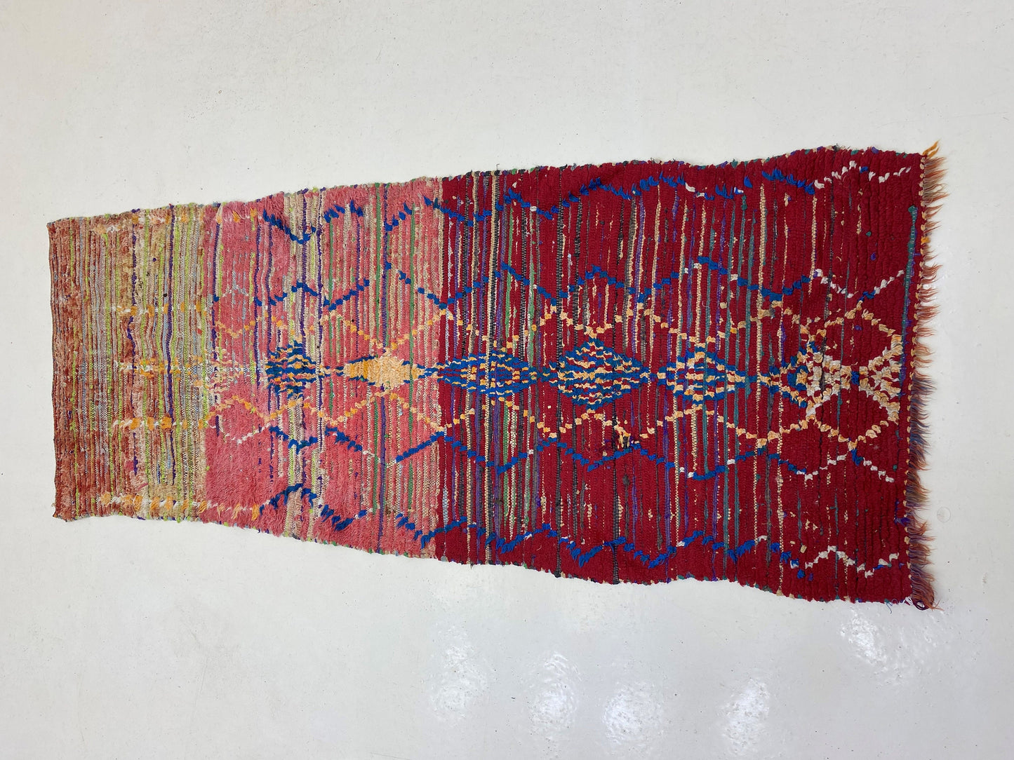 Narrow Moroccan Runner Rug 2x11 ft, Traditional Diamond Wool Runner, Long Narrow Hallway Decor.