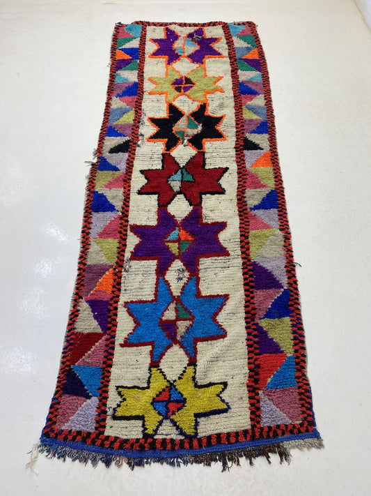 Colorful Vintage Moroccan Runner Rug 4x10.