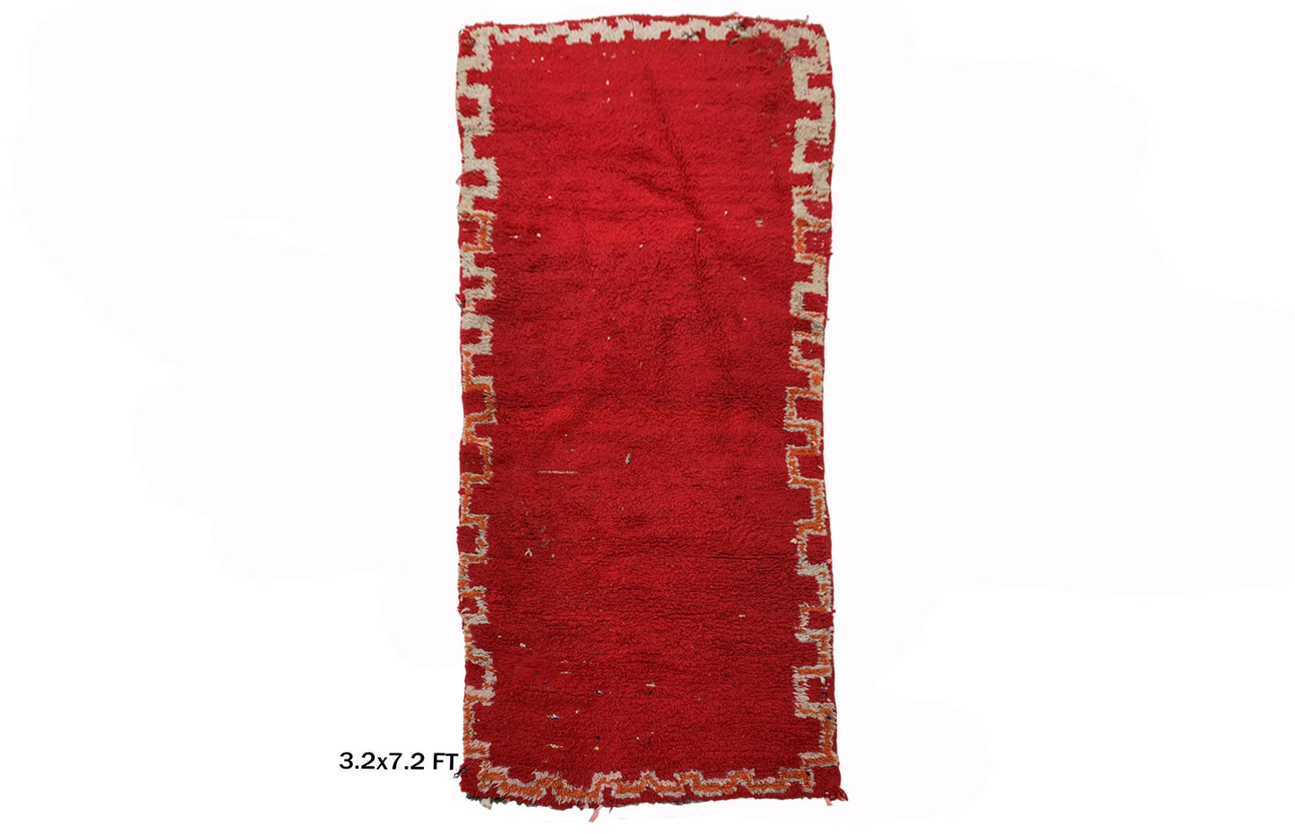 Hallway Vintage Red Runner, Moroccan Rug Runner, Unique Berber Wool 3x7 Rug.