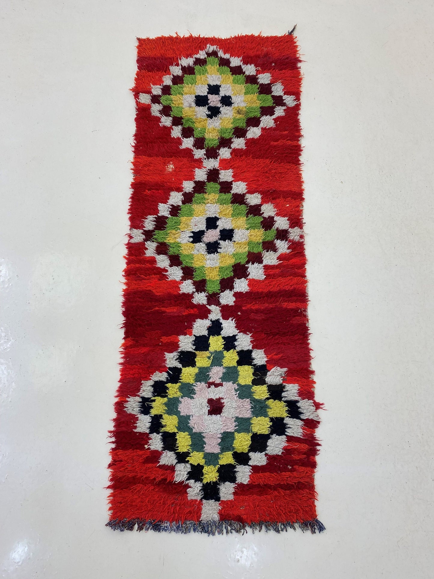 Small Vintage Moroccan 2x6 Runner, Diamond Pattern Berber Runner.