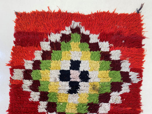 Small Vintage Moroccan 2x6 Runner, Diamond Pattern Berber Runner.