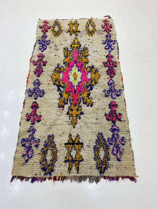 Tapis de couloir marocain 3x6, tapis de décoration d'intérieur en laine vintage.