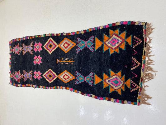 Tapis de couloir marocain 3x8, tapis de couloir vintage coloré.