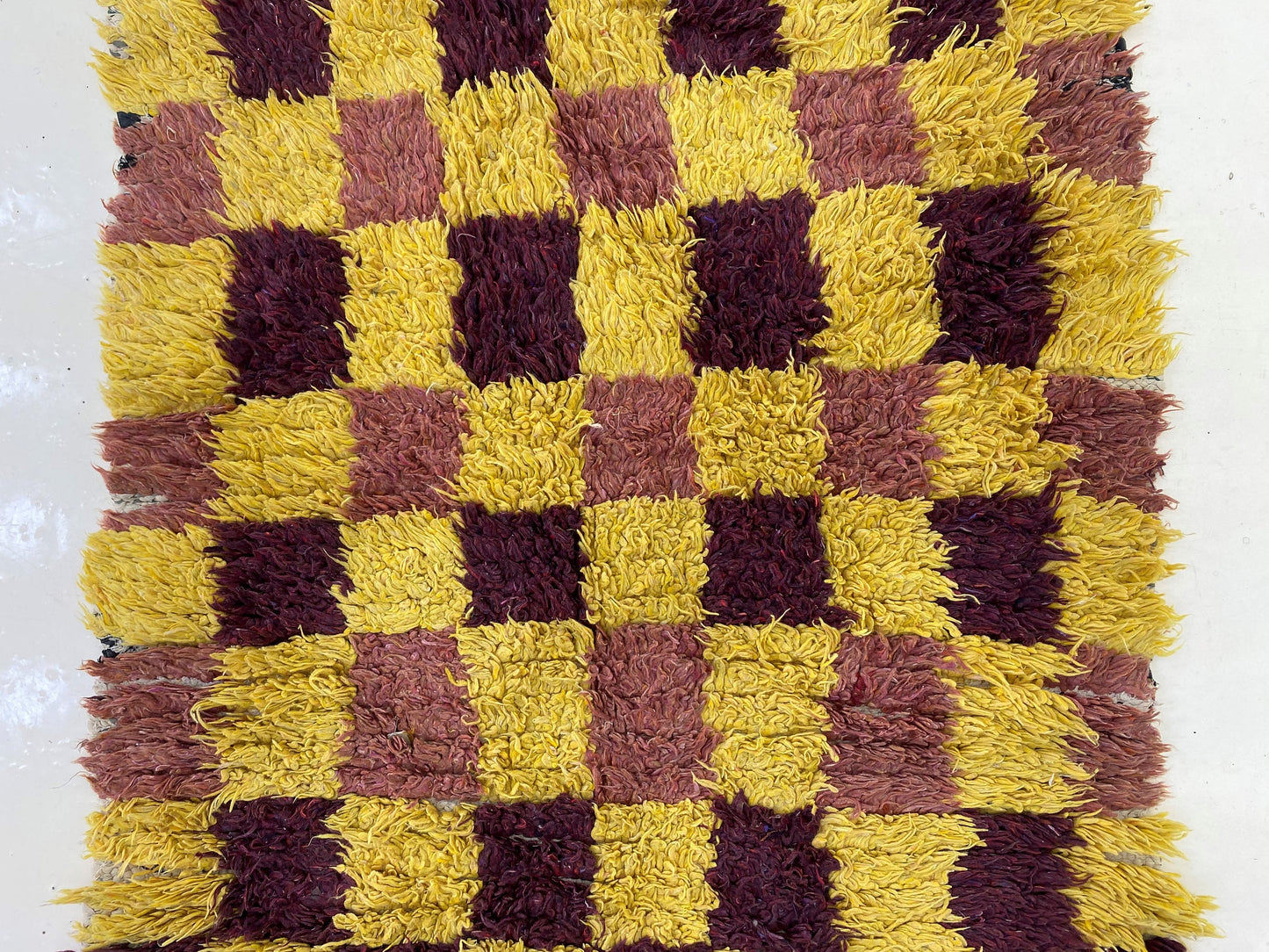 Small Bathroom 2x4 Runner, Checkered Moroccan Rug Runner.
