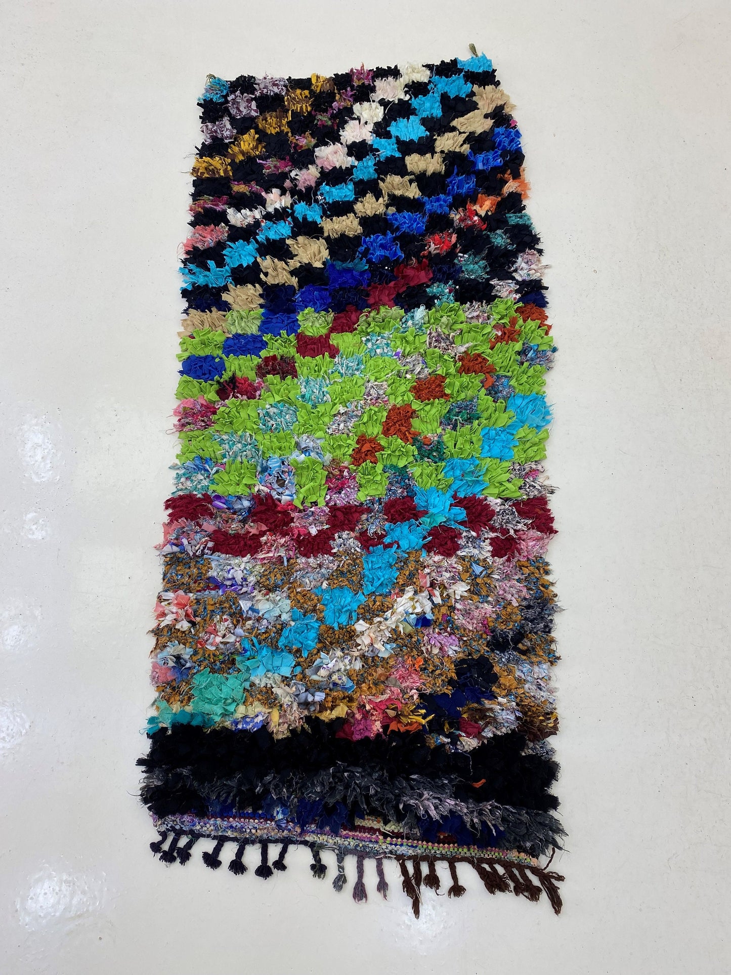 2.5x6 Vintage Checkered Runner Rug, Berber Colorful Moroccan Runner.