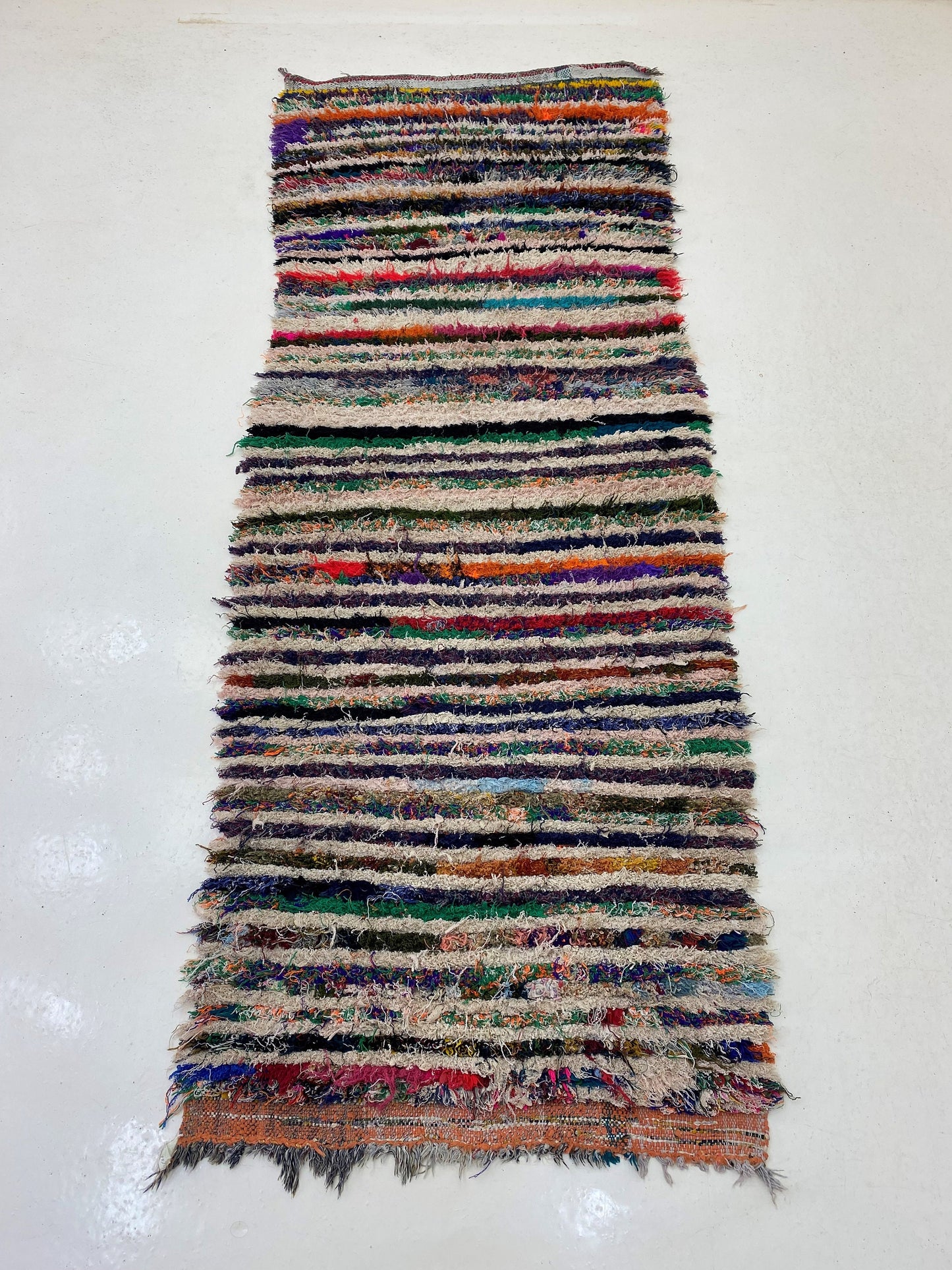 Long Striped 3x8 Runner Rug, Colorful Moroccan Rug Runner.
