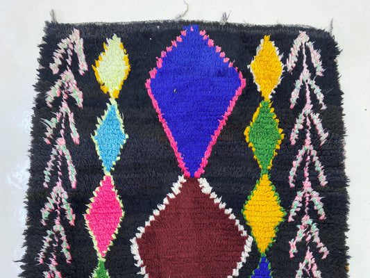 Unique 3x7 Moroccan Rug Runner, Diamond Vintage Runner Rug.