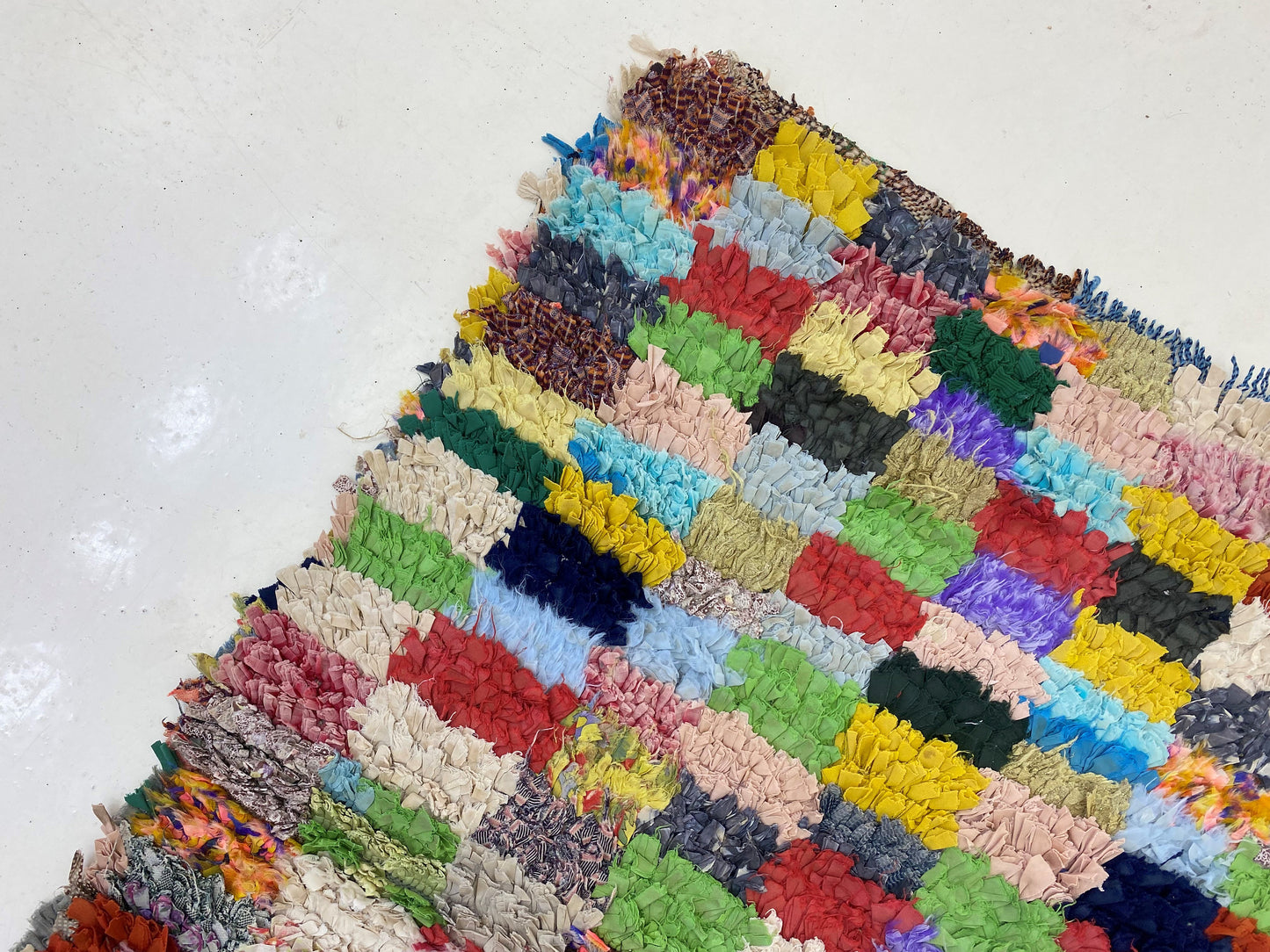3x9 Boucherouite Moroccan Runner Rug, Berber Vintage Boho Decor.