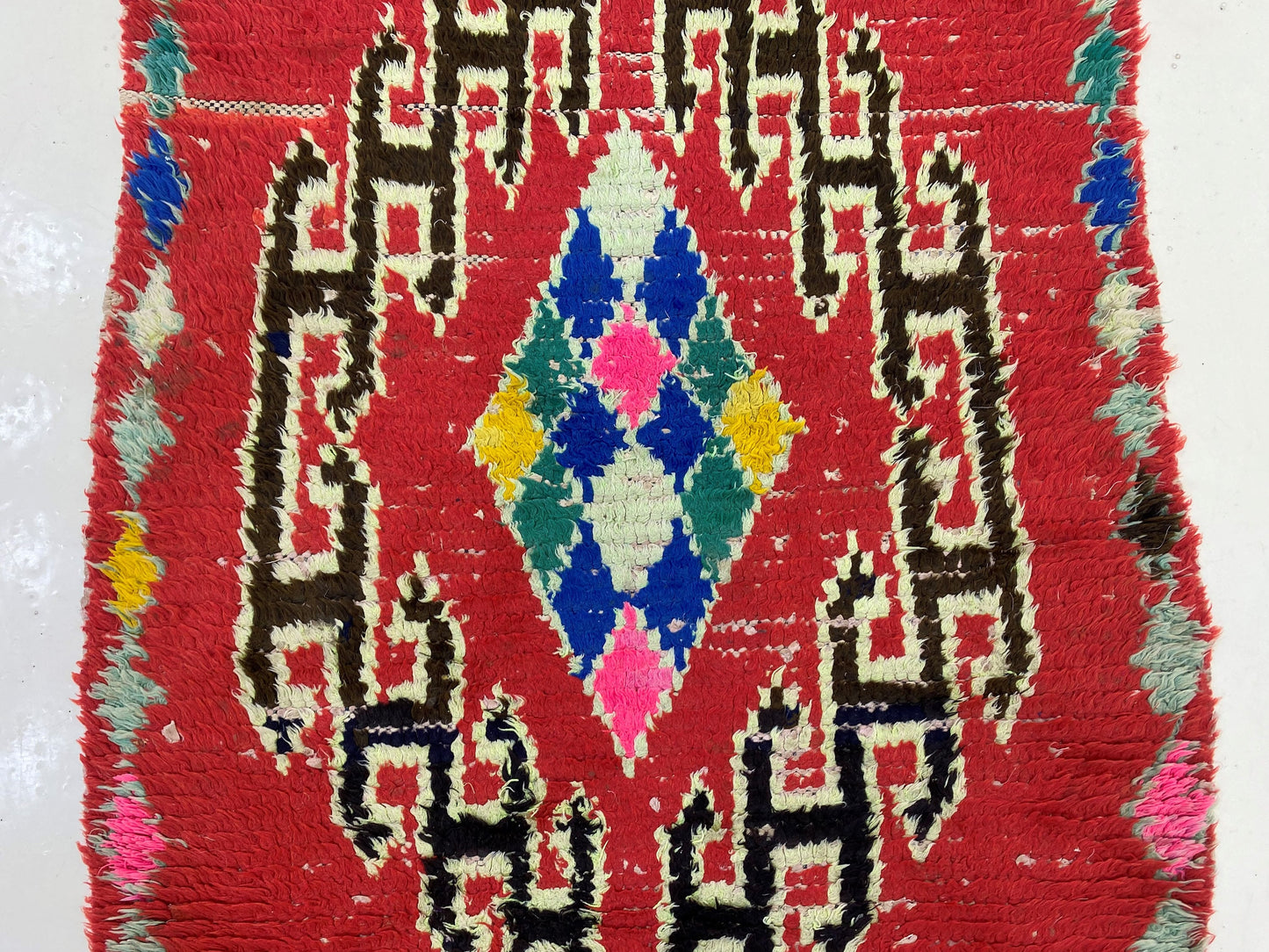 2x7 Berber Unique Moroccan Rug Runner, Vintage Colorful Runner.