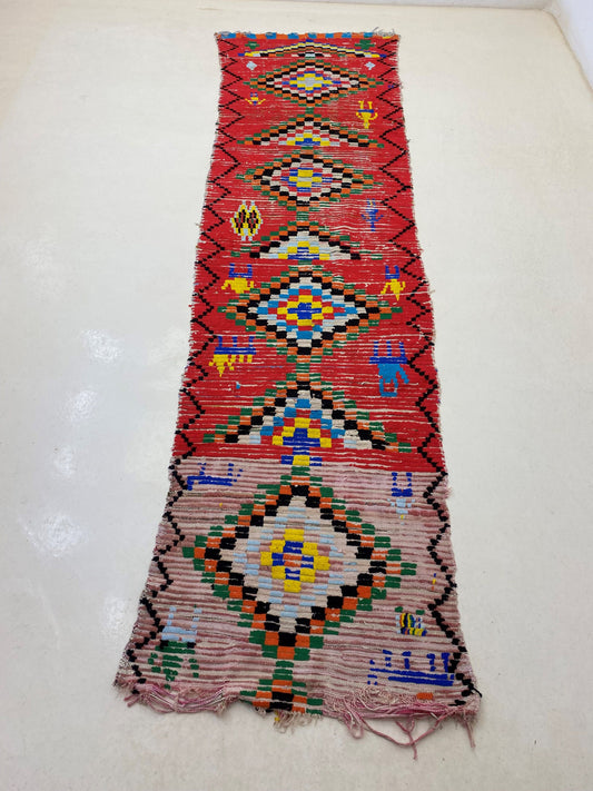Tapis de couloir marocain étroit et long 3x12, tapis de couloir berbère vintage.