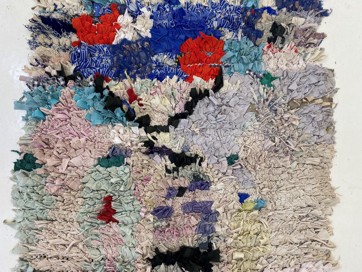 Artistic Moroccan Boucherouite Rug 3x9, Boho Vintage Runner.