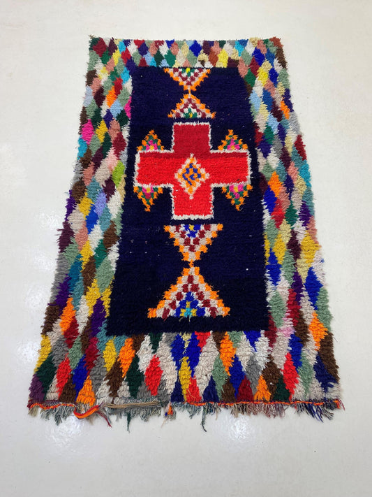 Tapis marocain coloré, tapis vintage unique 4x7.