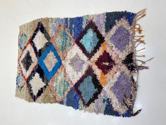 Tapis marocain vintage Boucherouite 4x7.