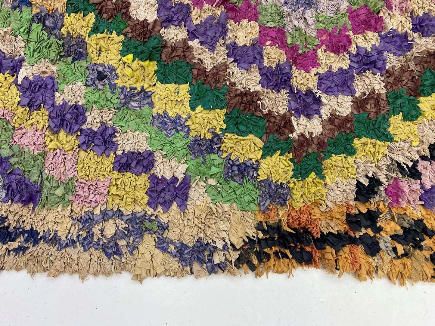 Moroccan Boucherouite Vintage Runner Rug 3x7.