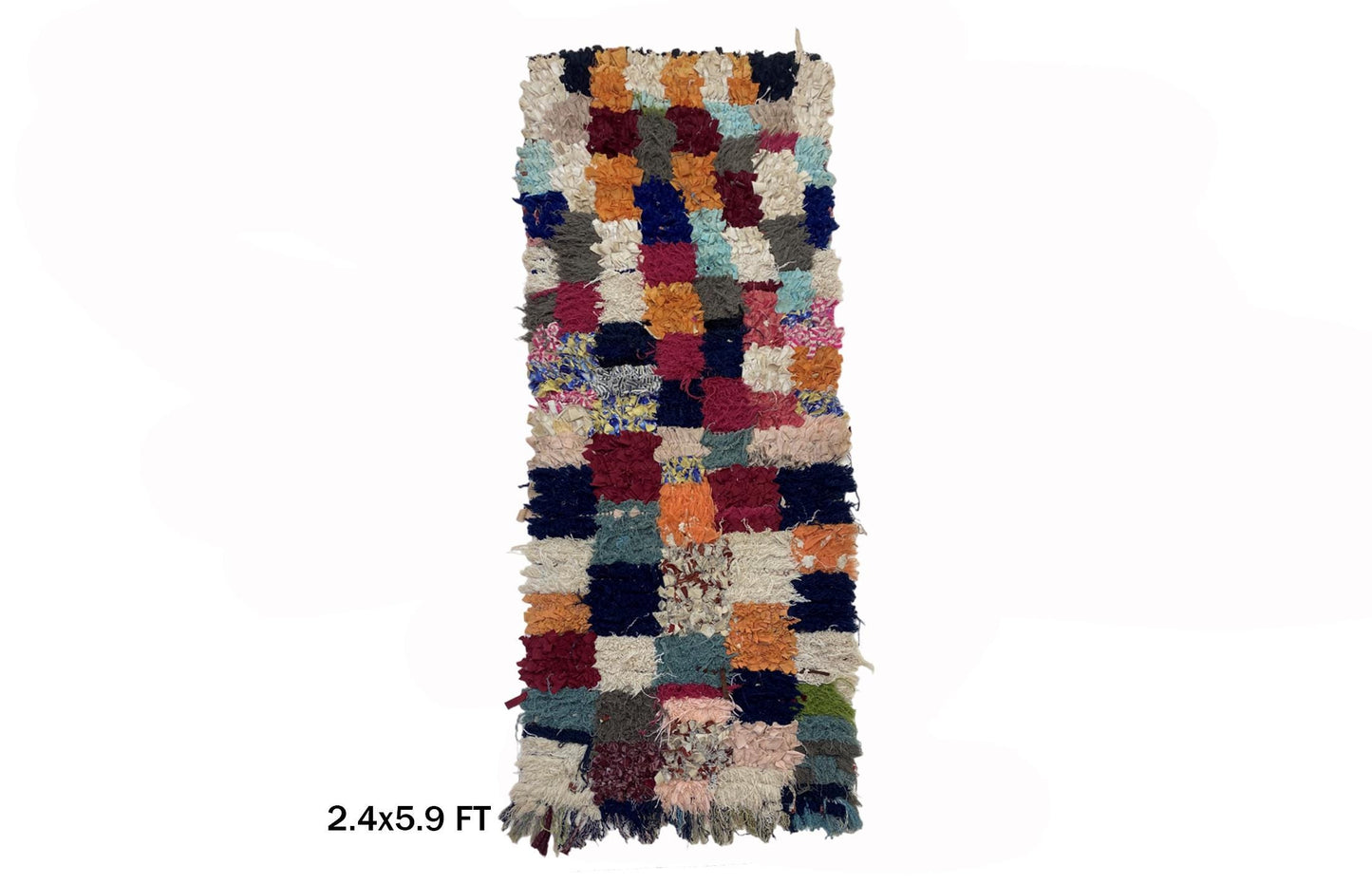 Moroccan Boho Boucherouite Runner Rug 2x6.