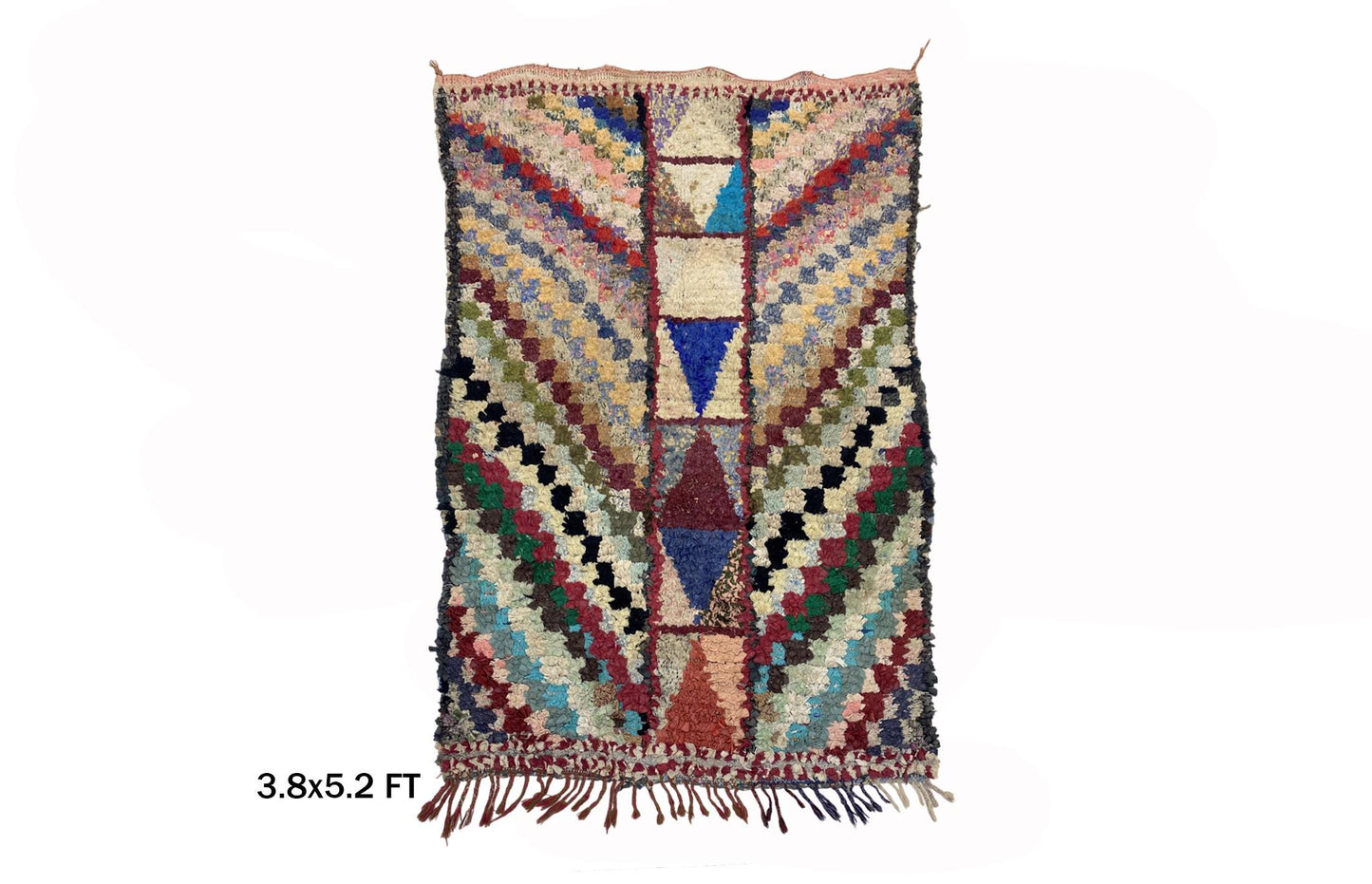 Vintage Boucherouite Boho Moroccan Rug 4x5.