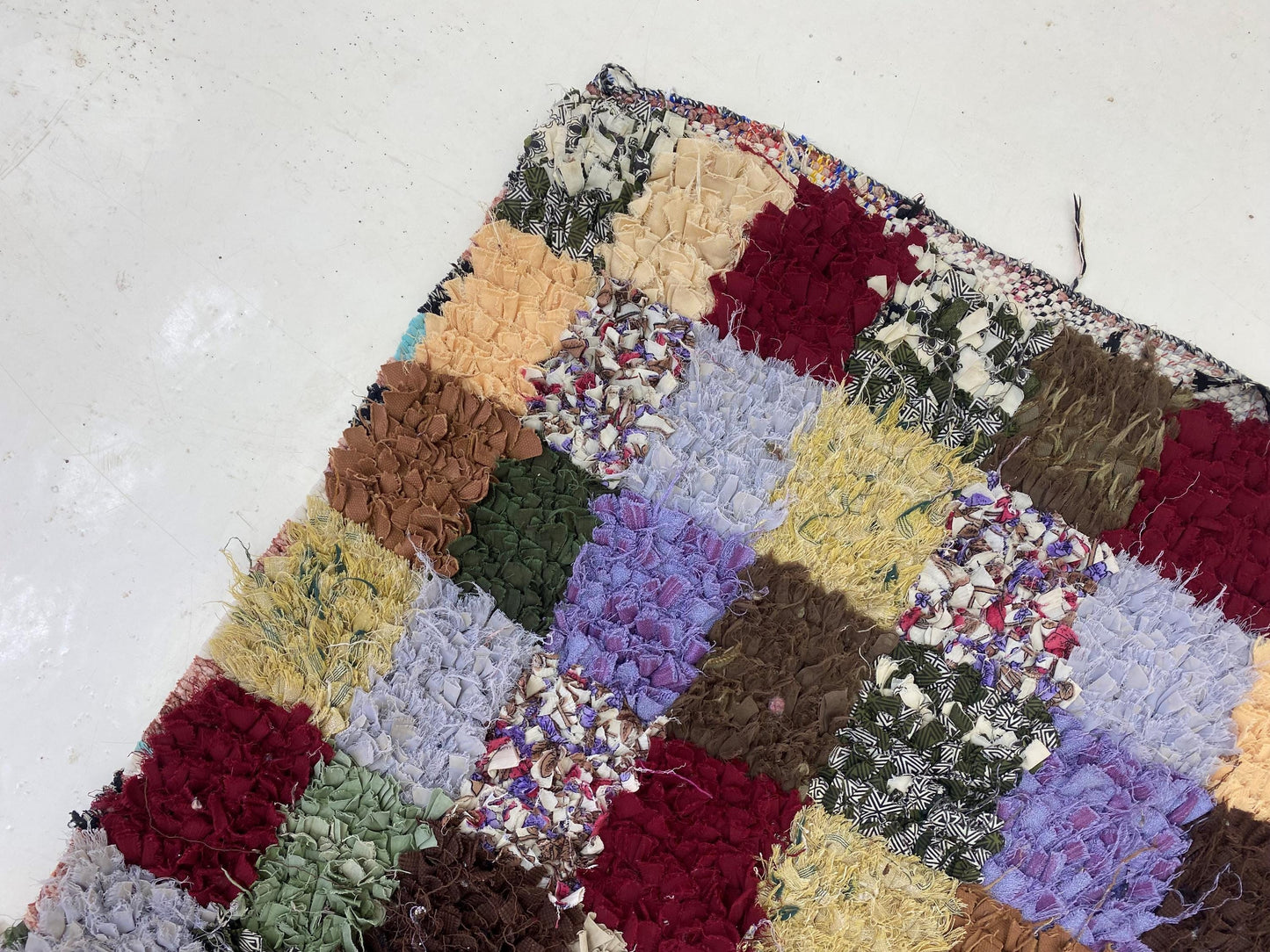 Eclectic Moroccan Boucherouite Rug 2x8, Berber Vintage Home Decor.