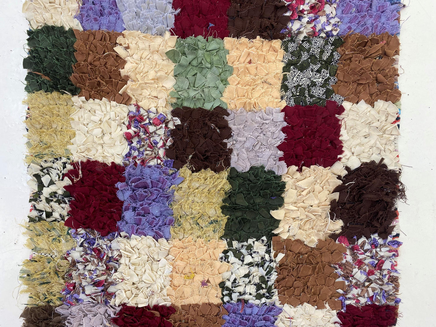 Eclectic Moroccan Boucherouite Rug 2x8, Berber Vintage Home Decor.