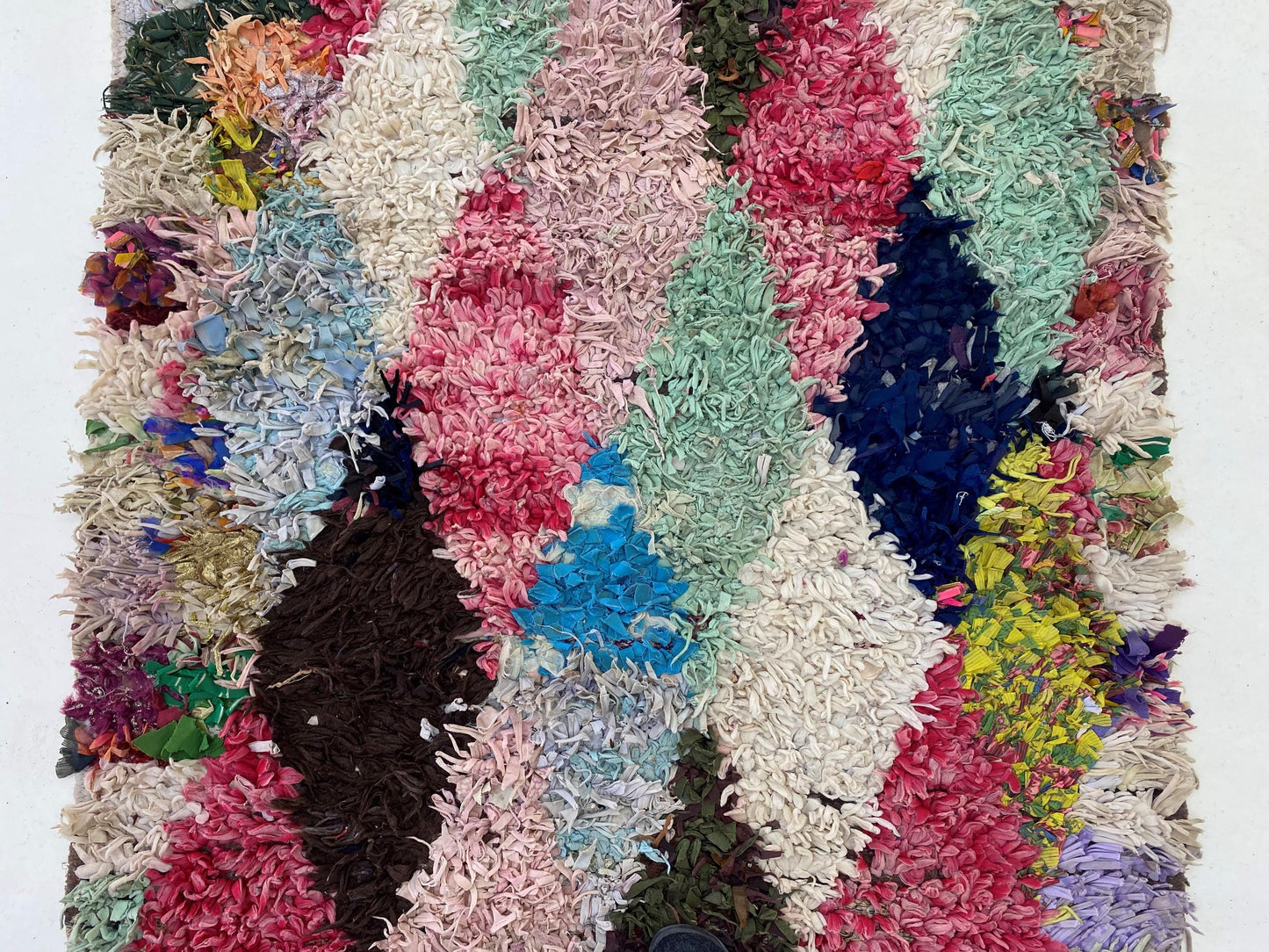 Boucherouite Diamond Moroccan Rug Runner 3x7.