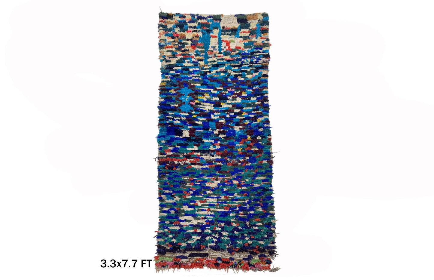Abstract Moroccan Runner Rug 3x8, Vintage Colorful Rug.
