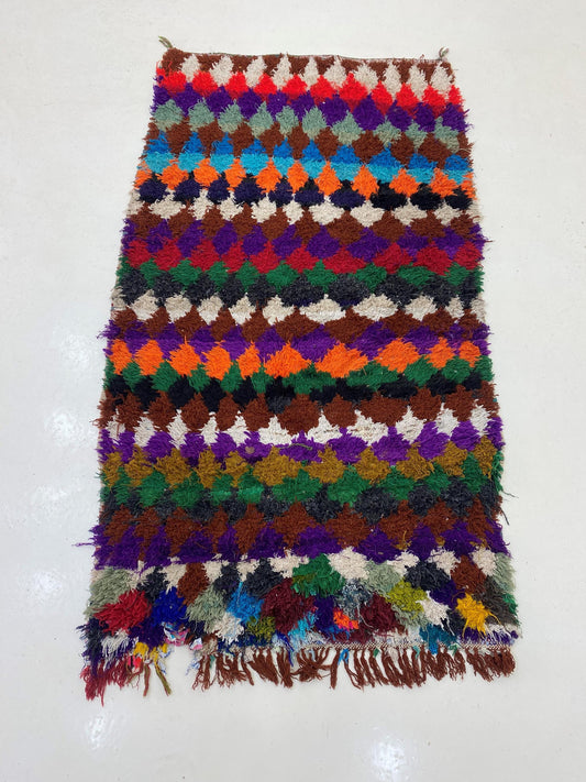 Tapis de couloir marocain 3x6, décoration d'intérieur vintage colorée.