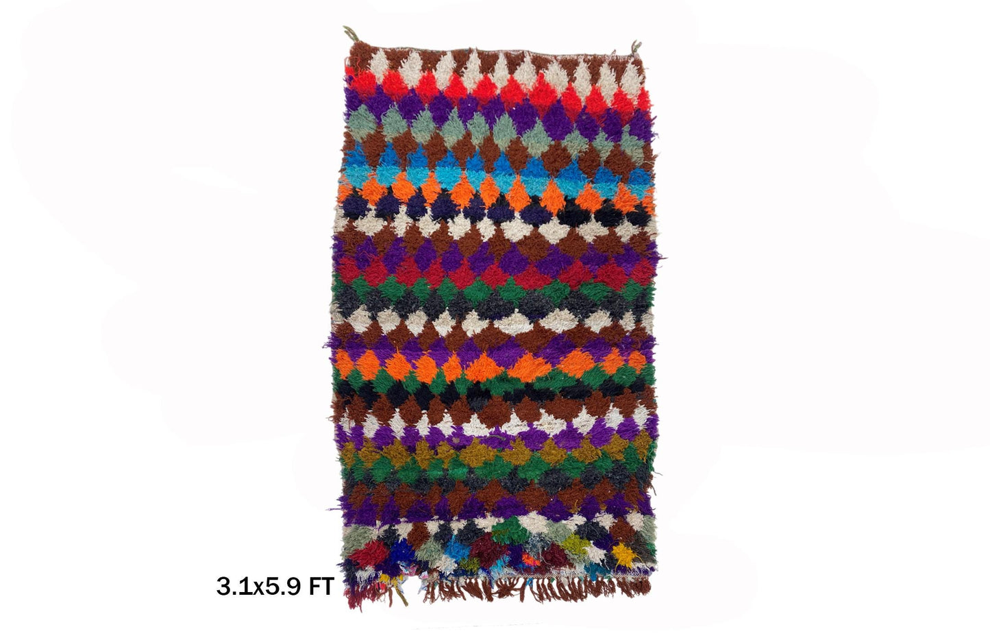 3x6 Moroccan Runner Rug, Colorful Vintage Home Decor.