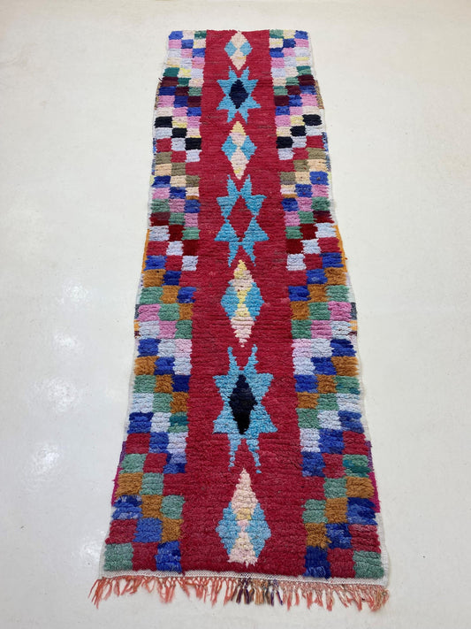 3x9 Moroccan Wool Runner Rug, Vintage Home Decor.