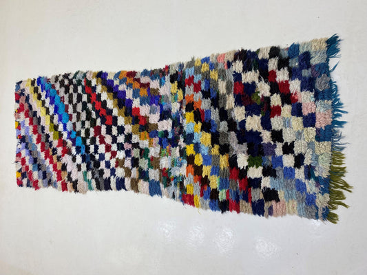 3x9 Moroccan Runner Rug, Colorful Vintage Runner.