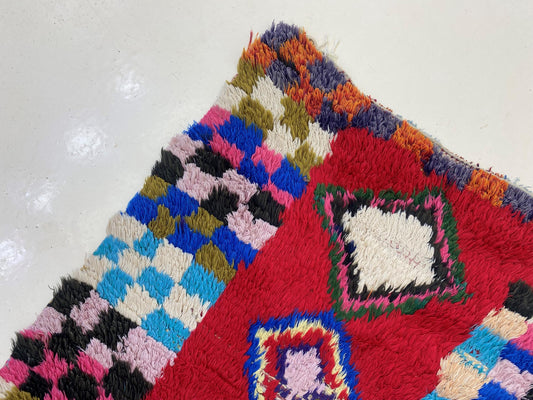 Tapis de couloir marocain coloré 3x8, tapis de couloir vintage unique.