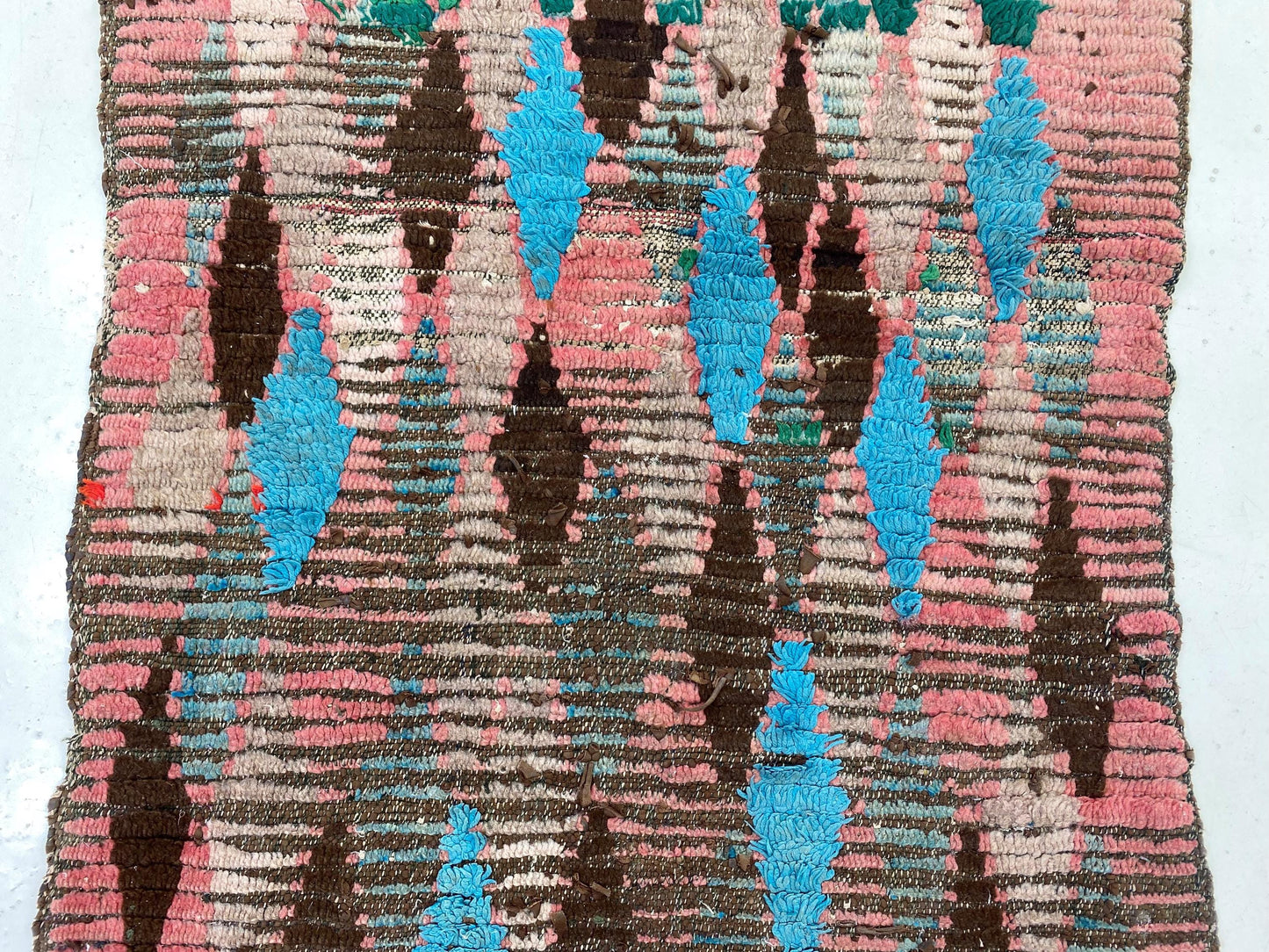 Vintage Worn Wool Moroccan Runner Rug, 3x8.