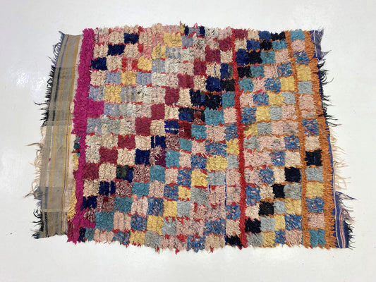Tapis marocain vintage Boucherouite 4x5.