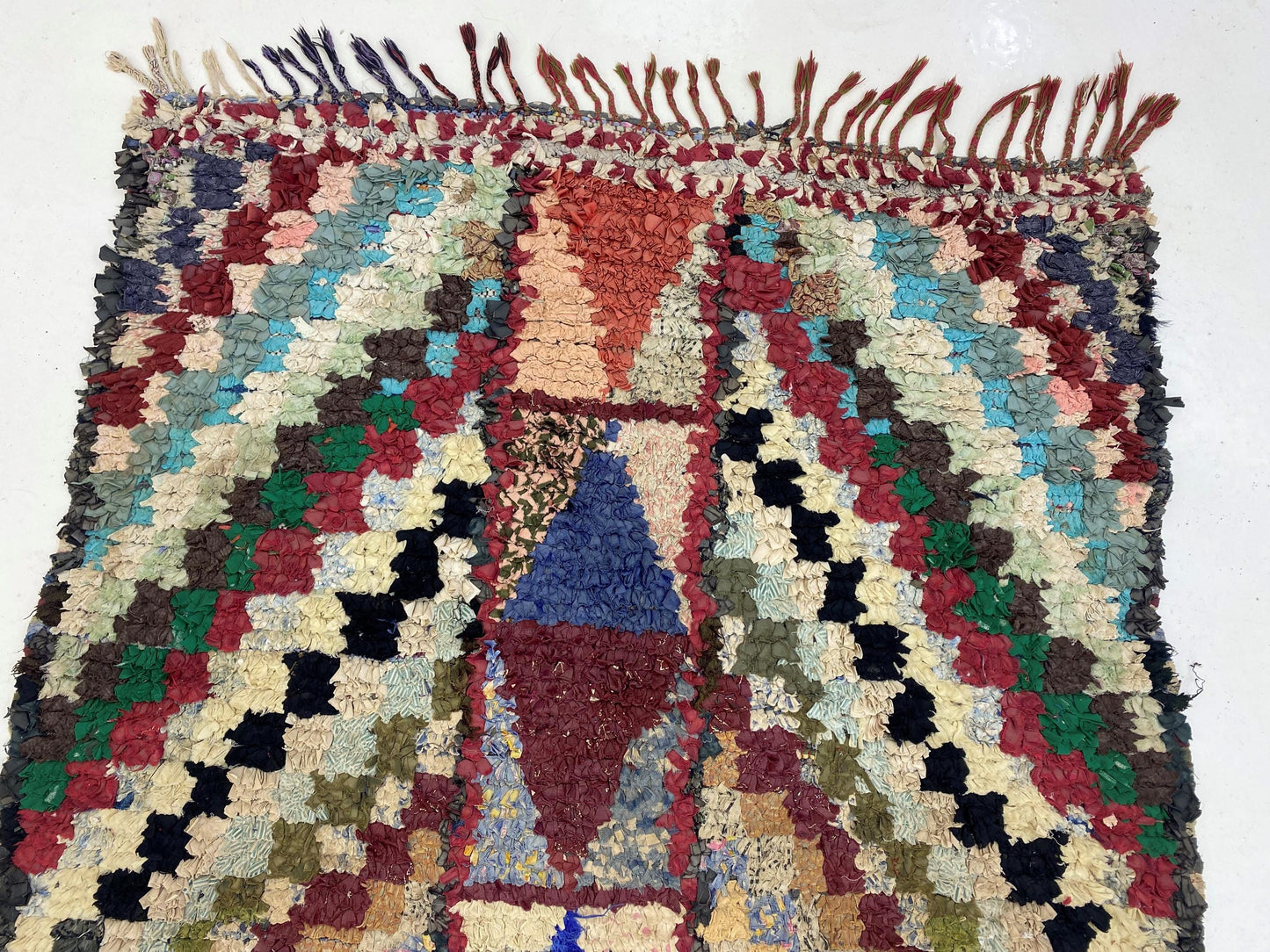 Vintage Boucherouite Boho Moroccan Rug 4x5.