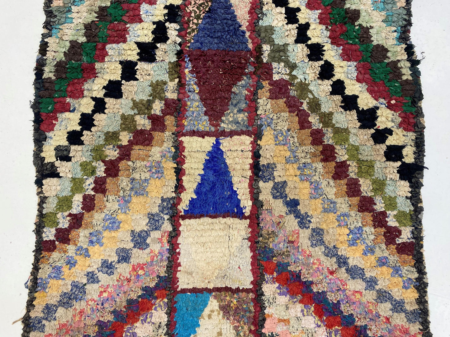 Vintage Boucherouite Boho Moroccan Rug 4x5.