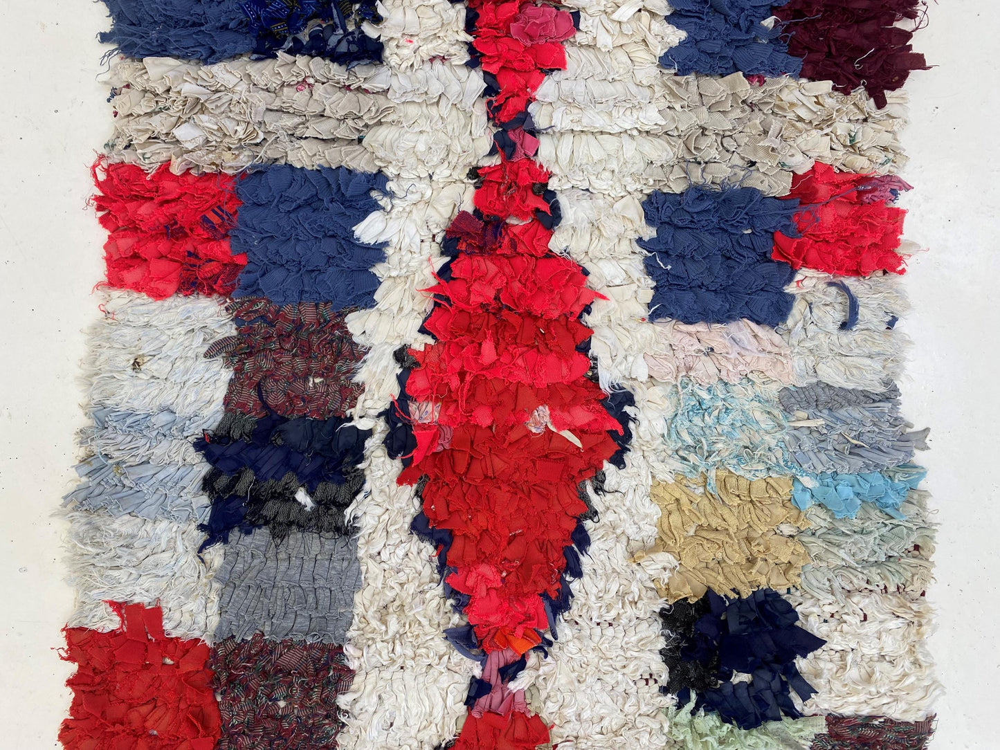 3x7 Moroccan Diamond Boucherouite Rug Runner.