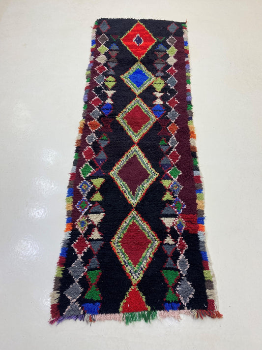 3x9 Moroccan Colorful Vintage Runner Rug.