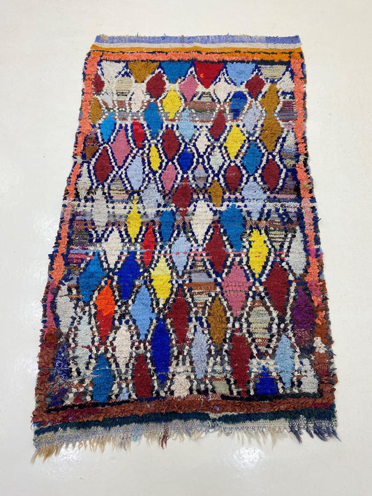 Boucherouite Diamond Moroccan area rug 4x7.